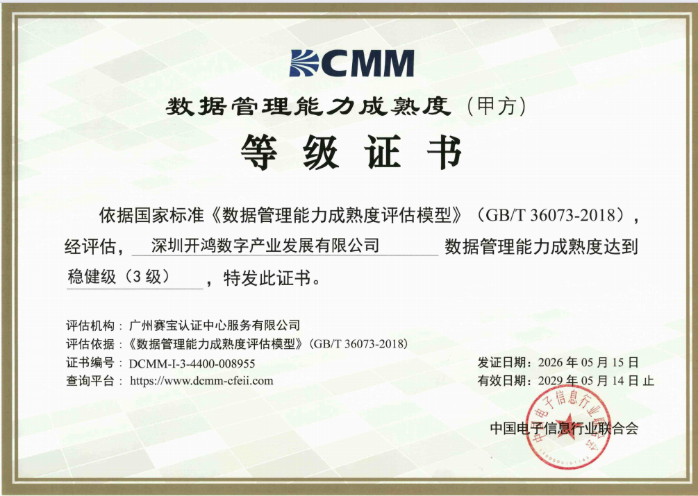 dcmm证书
