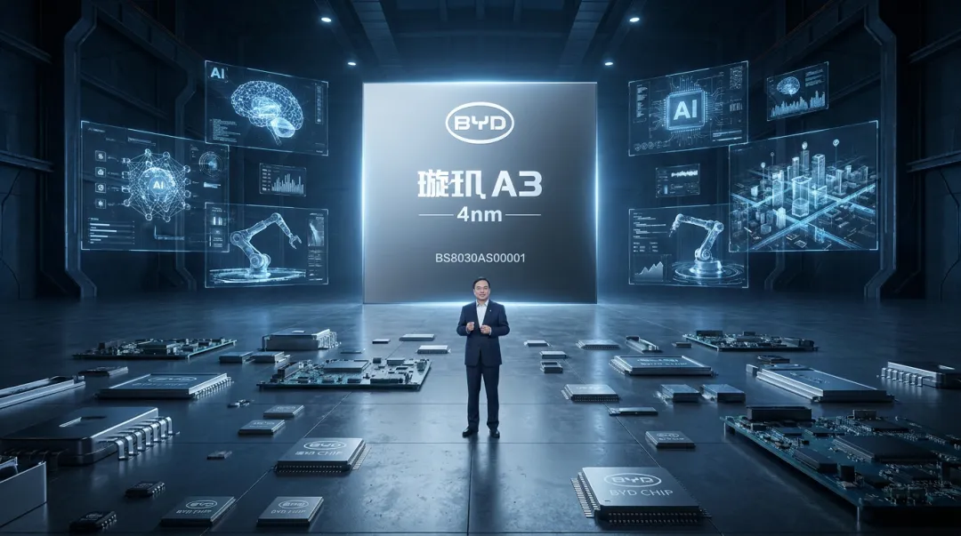 王传福发布会现场，比亚迪璇玑A3芯片