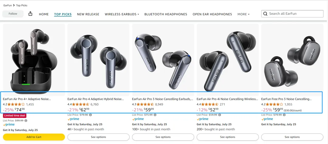 EarFun 亚马逊美国站